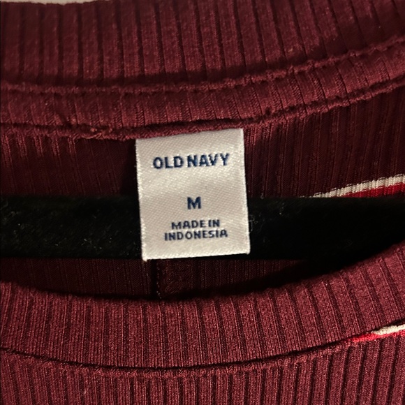 Old Navy Maroon and White Striped Midi Dress - Picture 2 of 3